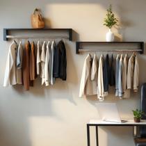 Cabideiro Arara Suspensa Prateleira De Roupas Closet 60 Cm