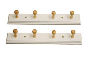 Cabideiro Cabide de Parede de madeira Pinus 4 Penduradores 2 PÇ Branco