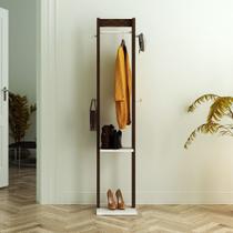 Cabideiro de Chão com 1 Prateleira e 4 Ganchos MDP Branco/Nogal Tecnomobili Cor:Branco/Nogal