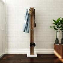 Cabideiro de Chão com 8 Ganchos MDP em 4 Branco/Nogal Tecnomobili