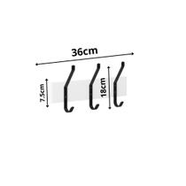 Cabideiro de Madeira Dublo Branco com 3 Ganchos Pretos Grande Cabideiro de Madeira Dublo Branco com 3 Ganchos Pretos Grande