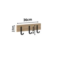 Cabideiro de Madeira Simples Nogueira com 3 Ganchos Pretos Pequenos Cabideiro de Madeira Simples Nogueira com 3 Ganchos Pretos Pequenos