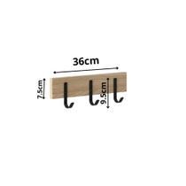 Cabideiro de Madeira Simples Nogueira com 3 Ganchos Pretos Pequenos - PRAT.K Cabideiro de Madeira Simples Nogueira com 3 Ganchos Pretos Pequenos - PRAT.K