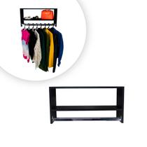 Cabideiro De Parede Arara Em Mdf Preto Com Nicho 60cm