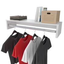 Cabideiro de parede arara Pendurador para roupas organizador em MDF Resistente Prateleira 91 cm