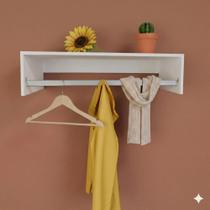 Cabideiro de parede arara suporte prateleira decoração loja expositor closet albergoni branco