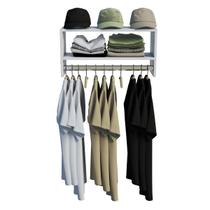 Cabideiro De Parede Arara Suspenso Em Mdf Com Nicho 70cm Branco Cabideiro De Parede Arara Suspenso Em Mdf Com Nicho 70cm Branco