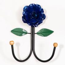 Cabideiro de Parede Cabide Para Roupas 2 Ganchos Flor Azul Cabideiro de Parede Cabide Para Roupas 2 Ganchos Flor Azul