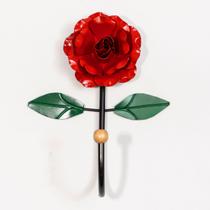 Cabideiro de Parede Cabide Para Toalha 1 Gancho Flor Vermelha