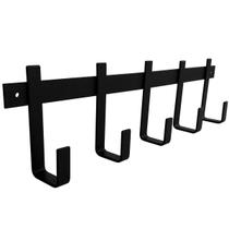 Cabideiro de Parede com 5 Ganchos para Pendurar Roupas e Bolsas Industrial em Aço Preto Cabideiro de Parede com 5 Ganchos para Pendurar Roupas e Bolsas Industrial em Aço Preto