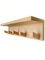 Cabideiro de Parede Com Prateleira 5 Ganchos em Pinus Varias cores