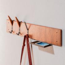 Cabideiro de Parede em Madeira Linha Home Padrão Morphi Design 80cm Aço Preto