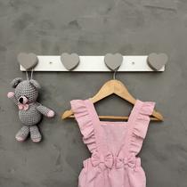 Cabideiro de parede infantil coração suporte gancho roupas
