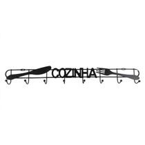 Cabideiro de Parede Metal Cozinha 8 Ganchos Preto - Tudo em Caixa