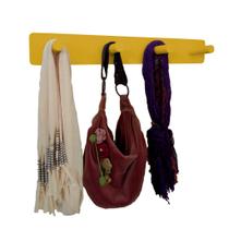 Cabideiro de Parede Porta Bolsas Tolhas Mochilas Pinos Amarelo Laca Cabideiro de Parede Porta Bolsas Tolhas Mochilas Pinos Amarelo Laca