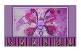 Cabideiro de Parede Porta Colar Chaves Cintos Toalhas Borboleta Rosa