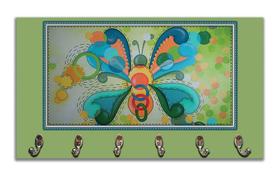 Cabideiro de Parede Porta Colar Chaves Cintos Toalhas Borboleta verde