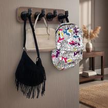 Cabideiro de Parede Porta Toalhas Mochilas Bolsas Suporte Gancho Quarto Estilo Industrial - Preto