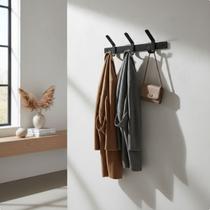 Cabideiro de Parede Preto 3 Ganchos Metálico Moderno Cabideiro de Parede Preto 3 Ganchos Metálico Moderno