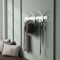 Cabideiro de Parede Preto 3 Ganchos Metálico Moderno