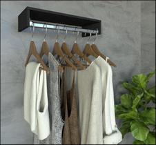 Cabideiro De Parede Preto 60cm Arara de Roupas Quarto Closet - Rufatto Decorações Cabideiro De Parede Preto 60cm Arara de Roupas Quarto Closet - Rufatto Decorações