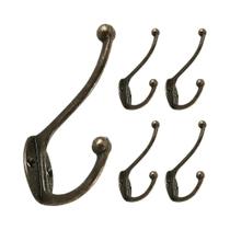 Cabideiro De Parede Retrô Duplo 5 Peças, Gancho De Roupa De Cobre Antiderrapante Reforçado Para