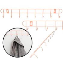 Cabideiro de parede rose gold suporte aramado 8 ganchos organizador guarda roupas toalhas multiuso utensilios domesticos