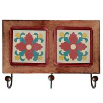 Cabideiro De Parede Rustico Ladrilho Hidraulico Para Roupas Bolsas Chaves