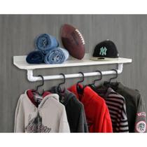Cabideiro De Parede Suporte Roupas E Acessórios Branco Laca