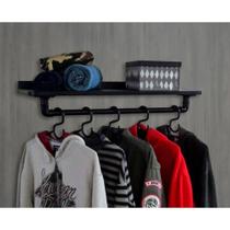 Cabideiro De Parede Suporte Roupas E Acessórios Preto Laca