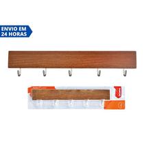 Cabideiro de Porta Suporte Parede Wood Porta Roupa 5 Ganchos