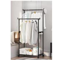 Cabideiro Duplo Arara Multiuso Roupas Sapateira Com Rodinhas