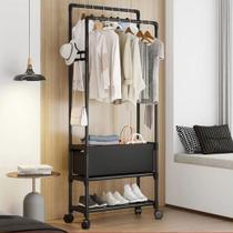 Cabideiro Estilo Industrial com Cesto de Tecido e Prateleira Para Quartos Modernos e Closet Cabideiro Estilo Industrial com Cesto de Tecido e Prateleira Para Quartos Modernos e Closet