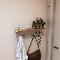 Cabideiro Industrial de Parede com Prateleira e Ganchos Canela/Branco