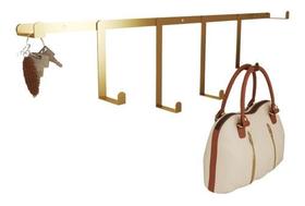 Cabideiro Industrial Decorativo Ferro Dourado 65x16x5cm