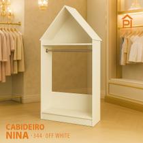 Cabideiro Infantil Casinha MDF Branco 90x130cm Arara de Roupas