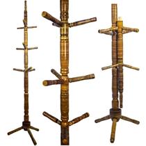 Cabideiro Mancebo Piso Madeira C/9 Ganchos Bolsas Blusas