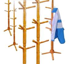 Cabideiro Mancebo Piso Madeira C/9 Ganchos Mel