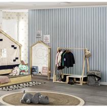 Cabideiro Montessoriano c/Banco Sapateira Natural/ Branco - Casatema