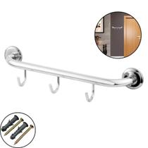 Cabideiro Multiuso 3 Ganchos Fixos Inox Monta Fácil