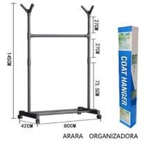 Cabideiro Organizador Arara de Aço Inox Com Suporte Para Bolsa - GM Hair Cabideiro Organizador Arara de Aço Inox Com Suporte Para Bolsa - GM Hair
