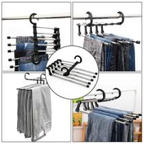 Cabideiro Organizador Multiuso Inox Retrátil 5 Em 1 Calças