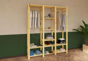 Cabideiro pinus Armario Estante De Madeira Closet Duplo