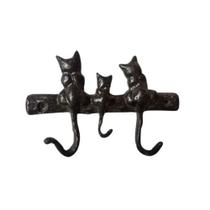 Cabideiro / Porta Chaves Gatos Em Aluminio Fundido