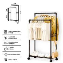 Cabideiro Portátil com Sapateira p/ Quartos e Lojas Cabideiro Portátil com Sapateira p/ Quartos e Lojas