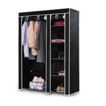 Cabideiro portatil organizador casaco blusa 4 prateleiras multiuso sapateira compacta quarto preto Cabideiro portatil organizador casaco blusa 4 prateleiras multiuso sapateira compacta quarto preto