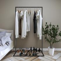 Cabideiro Reforçada 170cm Organizar Preto Moderna Oferta