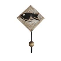 Cabideiro Rústico Ferro e Madeira Peixes