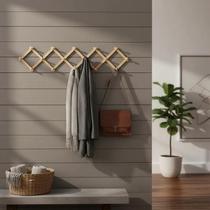 Cabideiro Sanfonado Madeira 10 Ganchos Expansível Decorativo Resistente