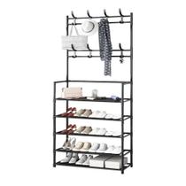 Cabideiro Sapateira 8 Ganchos NO2PROBLEMS Estrutura em Aço 4 Prateleiras Montagem Fácil Estrutura Firme